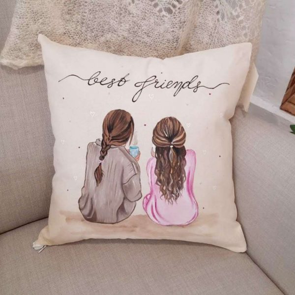 Рисувана калъфка с цип „Best friends“