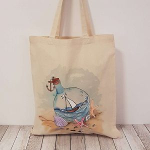 Рисувана текстилна торба "Запечатано в бутилка"