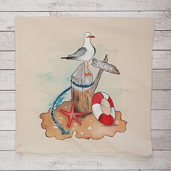 Рисувана калъфка с цип "Beach"