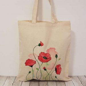 Рисувана текстилна торба "Макове"