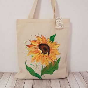 Рисувана текстилна торба "Стрък слънчоглед"