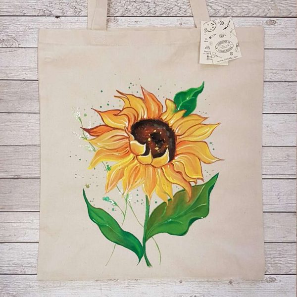 Рисувана текстилна торба "Стрък слънчоглед"