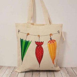 Рисувана текстилна торба "Чадъри" - 3