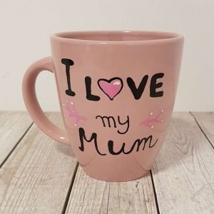 Рисувана керамична чаша "I love Mum", 300 мл.