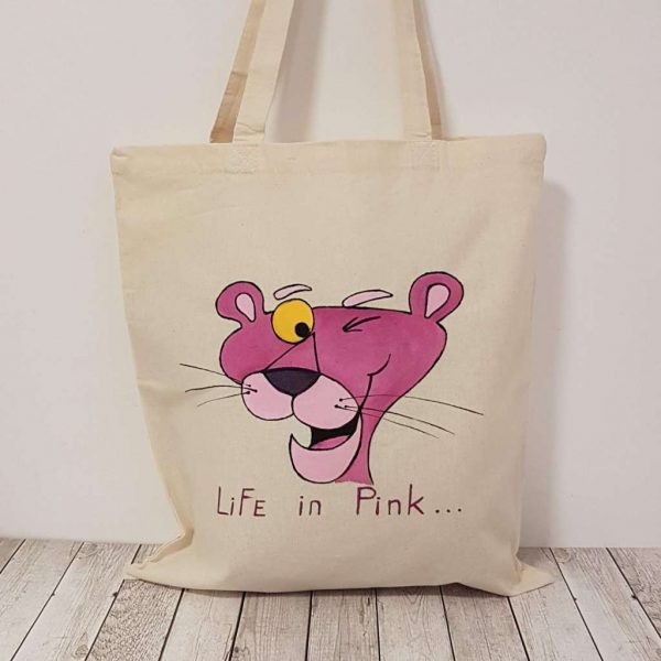 Рисувана текстилна торба "Пинко - Life in Pink"