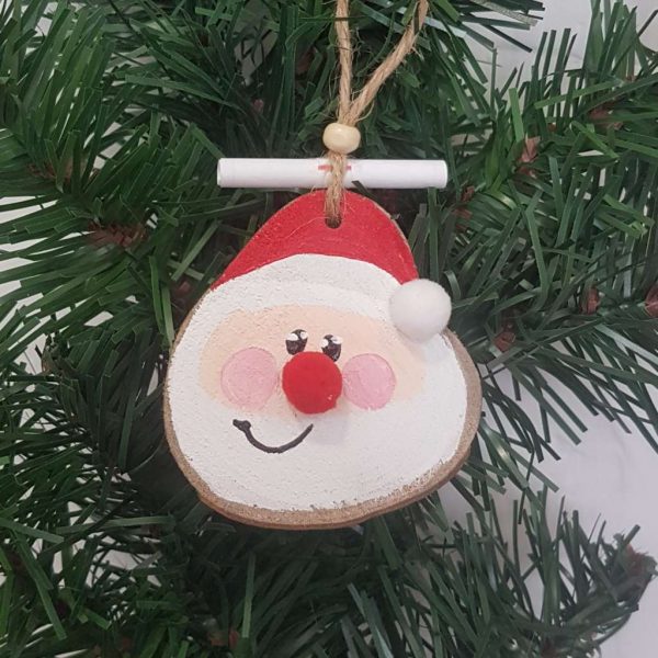 Коледна дървена висулка "Дядо Коледа" с късмет