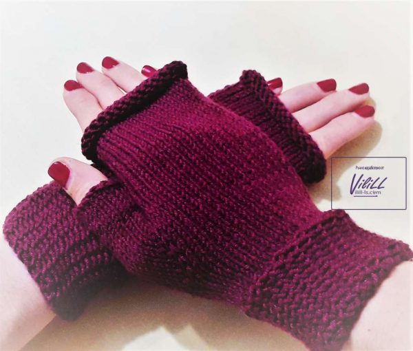 Дамски ръкавици- мерино модел- цвят бордо