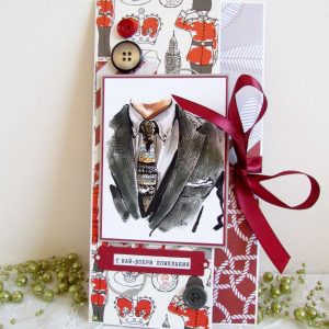 Картичка-плик за паричен подарък за мъж - в червено