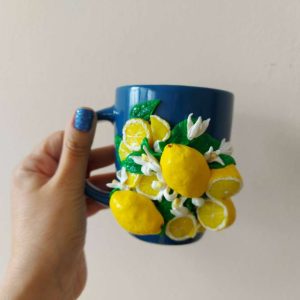 Чаша с лимони от полимерна глина