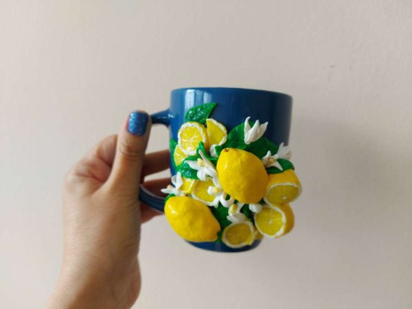 Чаша с лимони от полимерна глина
