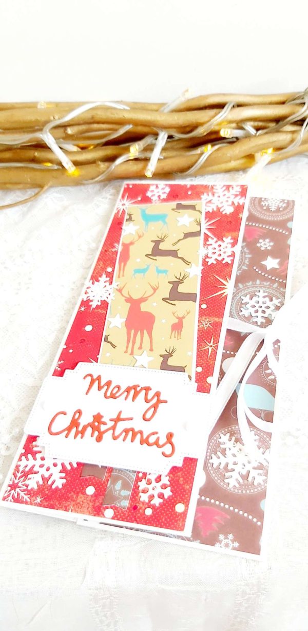 Коледна картичка-плик за паричен подарък Merry Christmas