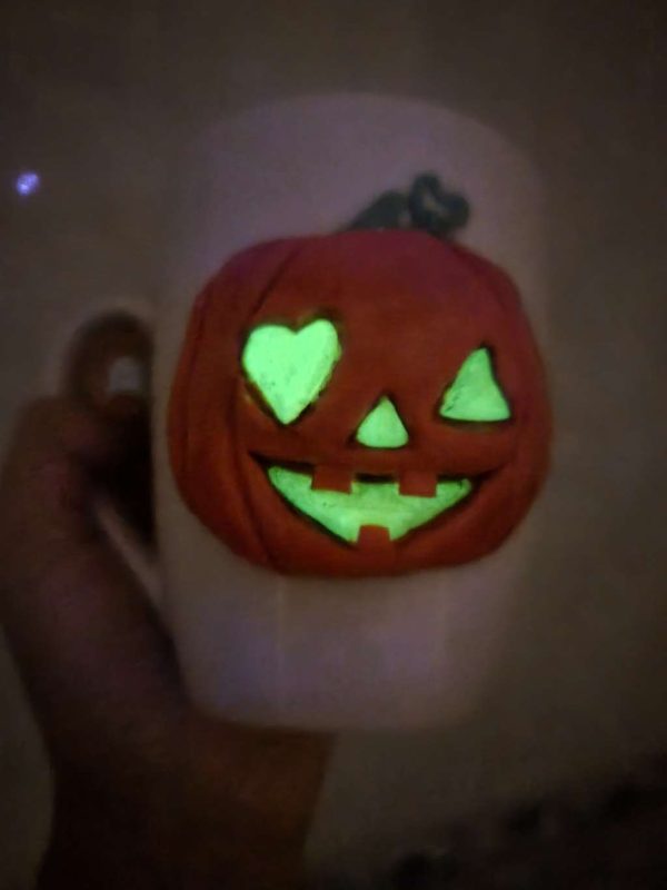 Чаша с тиква Halloween декорирана с полимерна глина