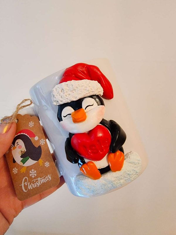 Чаша пингвин декорирана с полимерна глина