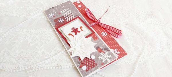 Коледна картичка-плик за паричен подарък Merry Christmas - модел 7