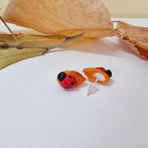 Обеци с калинки от полимерна глина