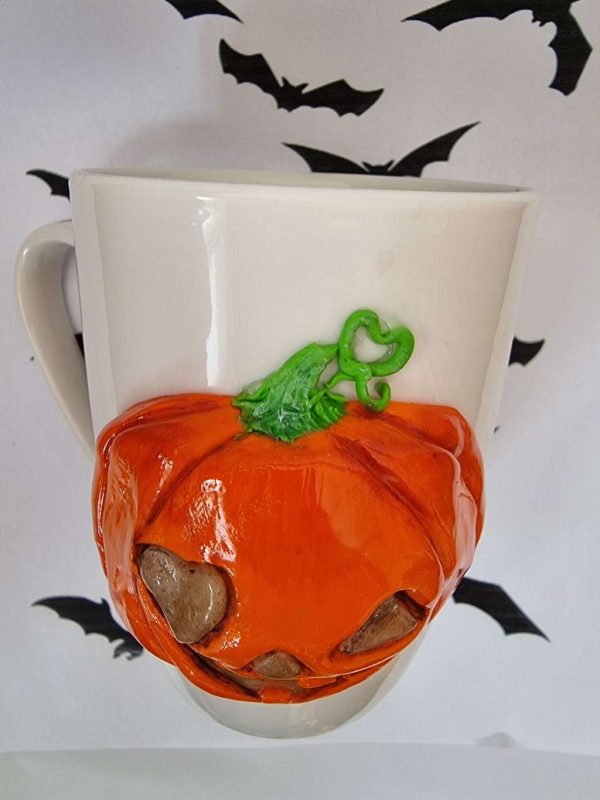 Чаша с тиква Halloween декорирана с полимерна глина