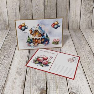 Коледен плик с картичка "Бисквитената къща", FLO293