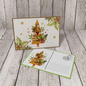 Коледен плик с картичка "Дървена елха", FLO284
