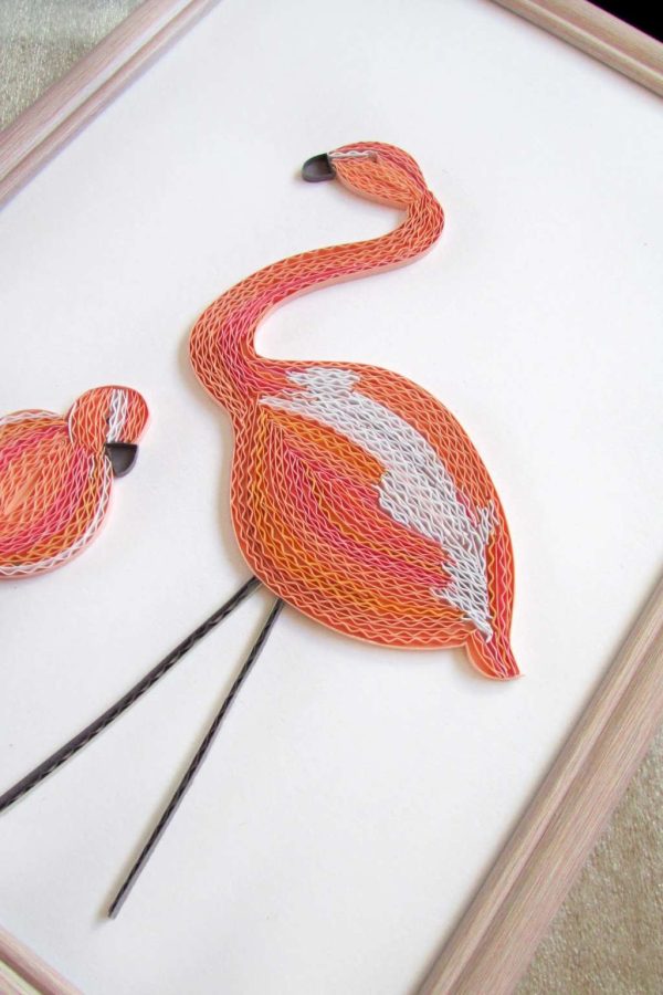 Квилинг декоративно пано "Фламинго"
