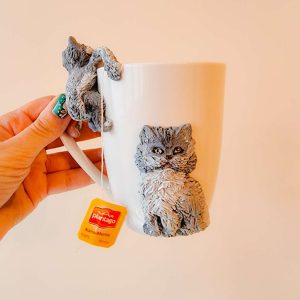 Чаша с котета, декорирана с полимерна глина Чаша с котета, декорирана с полимерна глина