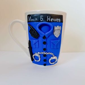 Чаша за полицай, декорирана с полимерна глина