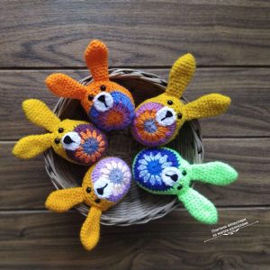 Великденски зайчета яйца - жълти, оранжеви