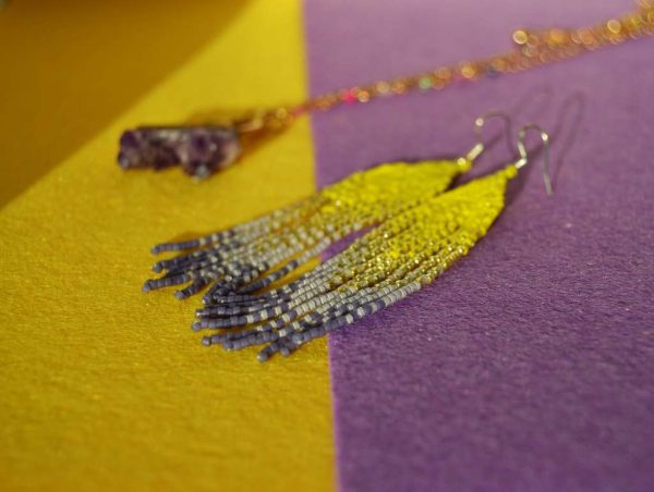 Дълги обеци ,,Yellow &Lilac,,