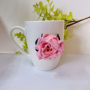 Чаша с розова роза от полимерна глина