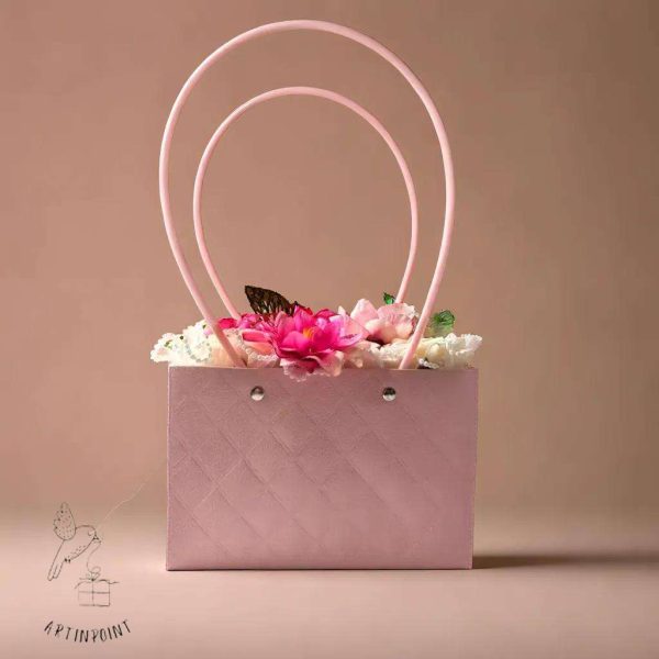 Луксозна розова чанта с Цветя
