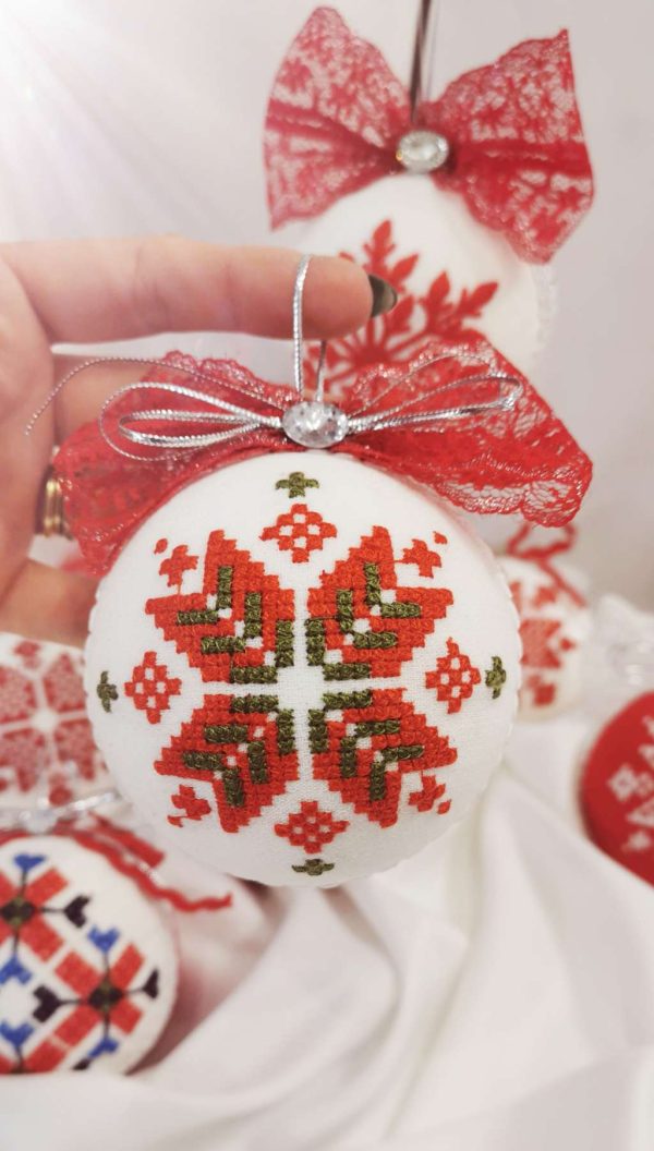 Бродирани коледни топки за елха