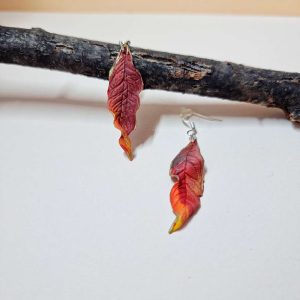 Обеци с листенца от полимерна глина