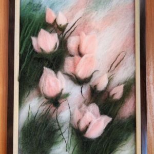 Картина от вълна " Розово сияние"