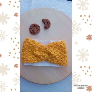 Комплект плетени жълти топли красиви ленти за глава