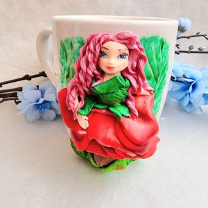 Чаша горска фея, декорирана с полимерна глина