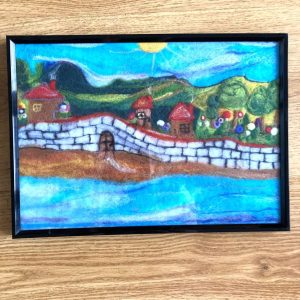 Картина с вълна "Село до реката"