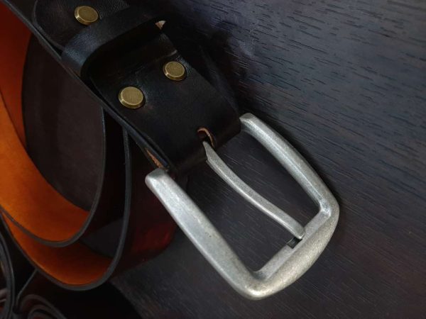 Голям мъжки кожен колан от италианска естествена кожа