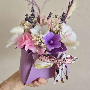 Кожена чантичка със сапунени цветя