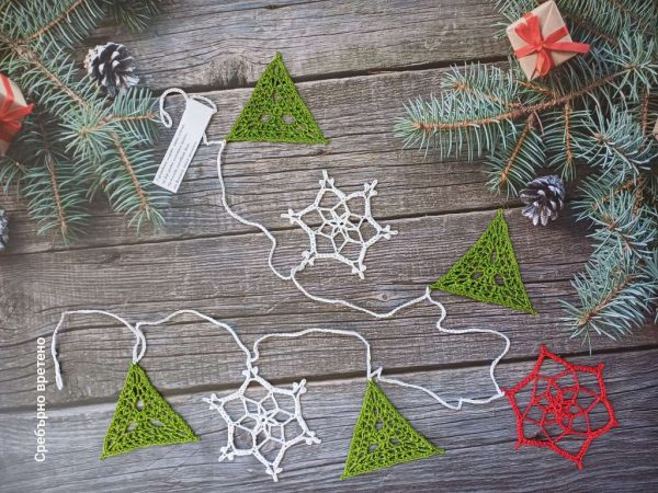🎄 Ръчно плетен коледен наниз „Гора и сняг“