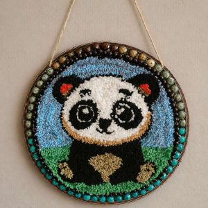 🐼 Уникална декоративна картина с панда, изработена чрез пънч бродерия