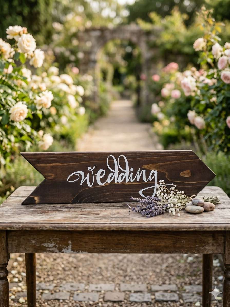Табела „Wedding“ – ръчно изработена дървена декорация Табела „Wedding“ – ръчно изработена дървена декорация