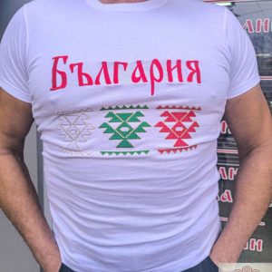 Мъжка памучна тениска с бродерия „Крилата канатица“