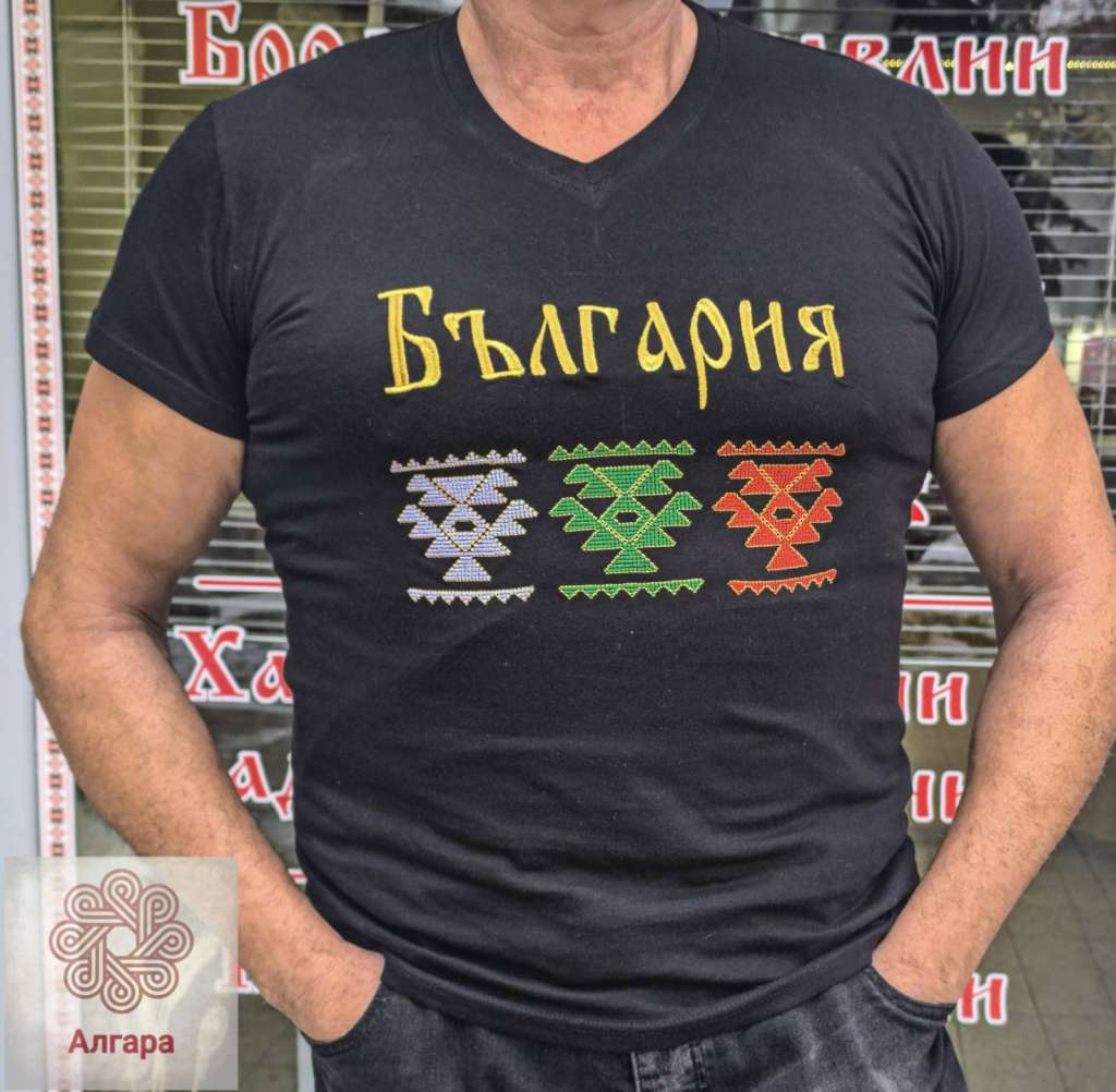 Мъжка памучна тениска с бродерия „Крилата канатица“ Мъжка памучна тениска с бродерия „Крилата канатица“